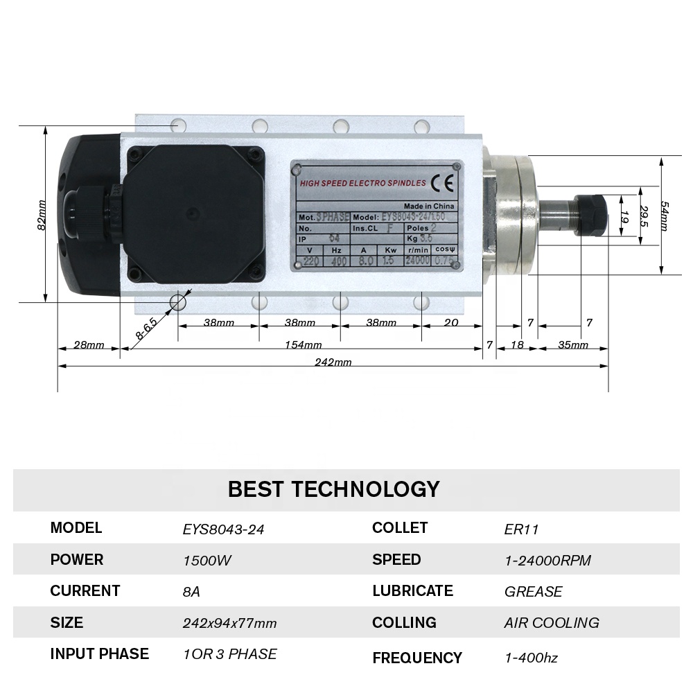 1.5kw Flash air Cooled Spindle - Air Cooled 1.5Kw Spindle Motor Inverter 110V review and price